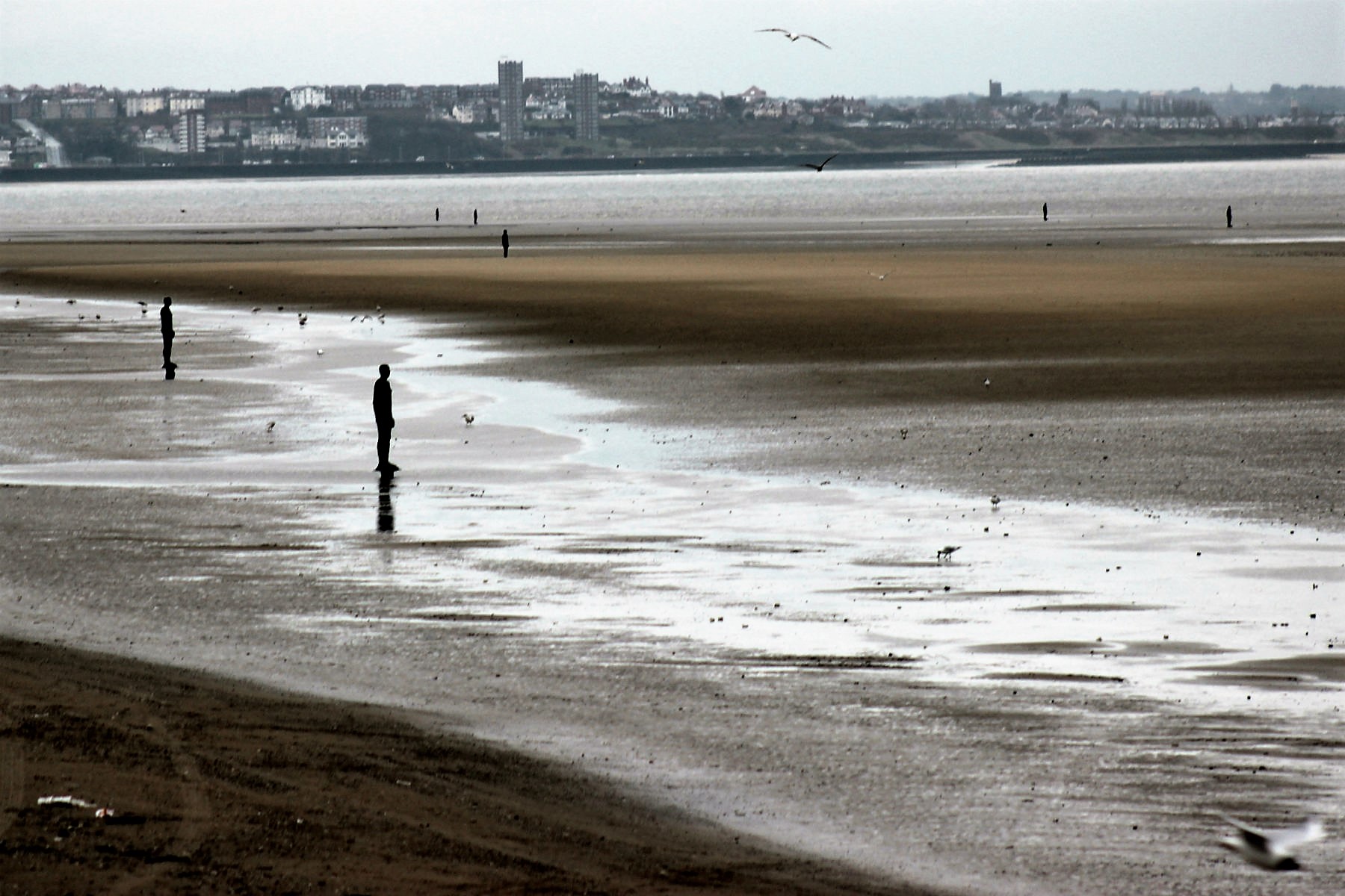 Another Place, instalação de Antony Gormley em Crosby Beach, Liverpool